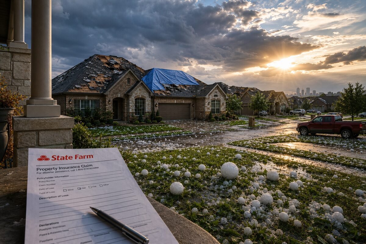 Hail damage on a Texas roof